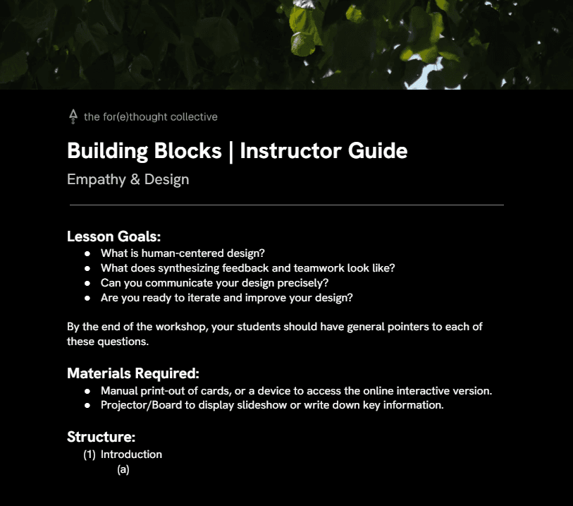 Preview of Building Blocks instructor guide